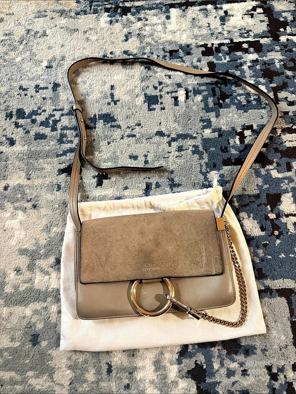 Chloé Small Faye Shoulder Bag Taupe & Gold